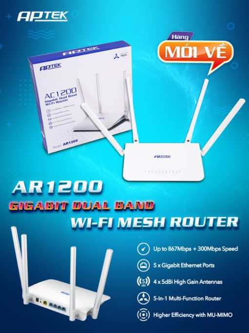 router wifi aptek ar1200 ac1200 dual band 1