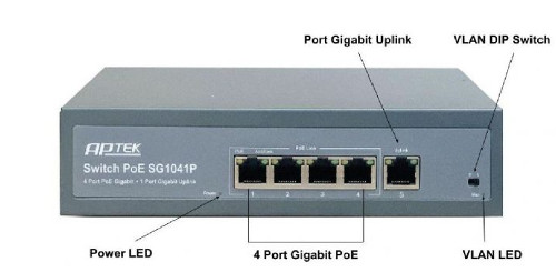 Switch PoE APTek SG1041P 4 Port Gigabit Unmanaged